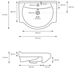 Waschbecken Oval mit Überlauf 67,5x51,5x21,5 cm Schwarz matt aus Keramik ML-Design-ECD Germany Outlet