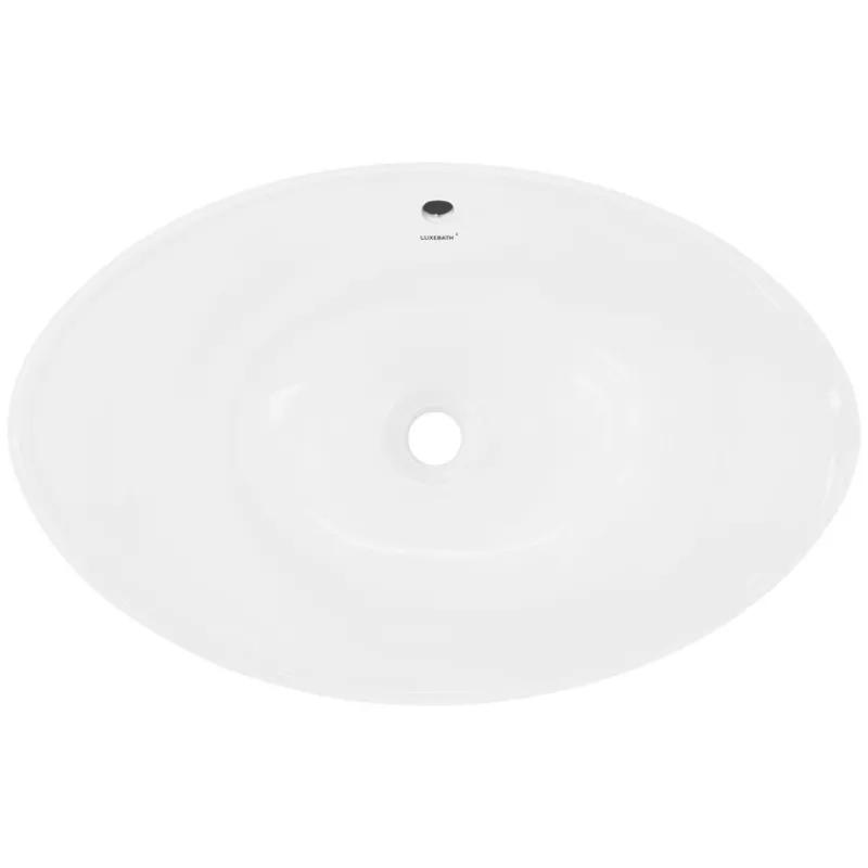 Waschbecken Oval mit Überlauf 590x390x200 mm Weiß aus Keramik-ECD Germany Outlet