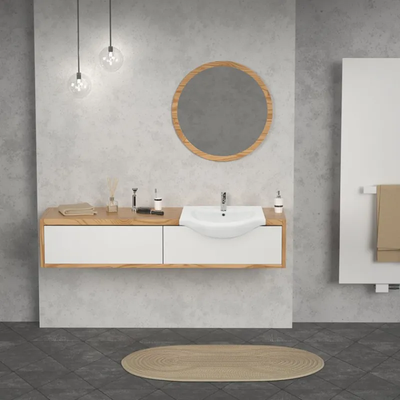 Waschbecken Oval mit Überlauf 67,5x51,5x21,5 cm Weiß aus Keramik ML-Design-ECD Germany Best