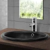 Waschbecken Oval mit Überlauf 49x40,5x19,5 cm Schwarz matt aus Keramik ML-Design-ECD Germany New