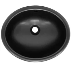 Waschbecken Oval mit Überlauf 49x40,5x19,5 cm Schwarz matt aus Keramik ML-Design-ECD Germany New
