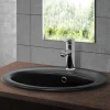 Waschbecken Oval mit Überlauf 57x48,5x19,5 cm Schwarz matt aus Keramik ML-Design-ECD Germany Hot