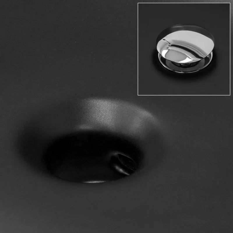 Waschbecken Oval mit Überlauf 57x48,5x19,5 cm Schwarz matt aus Keramik ML-Design-ECD Germany Hot