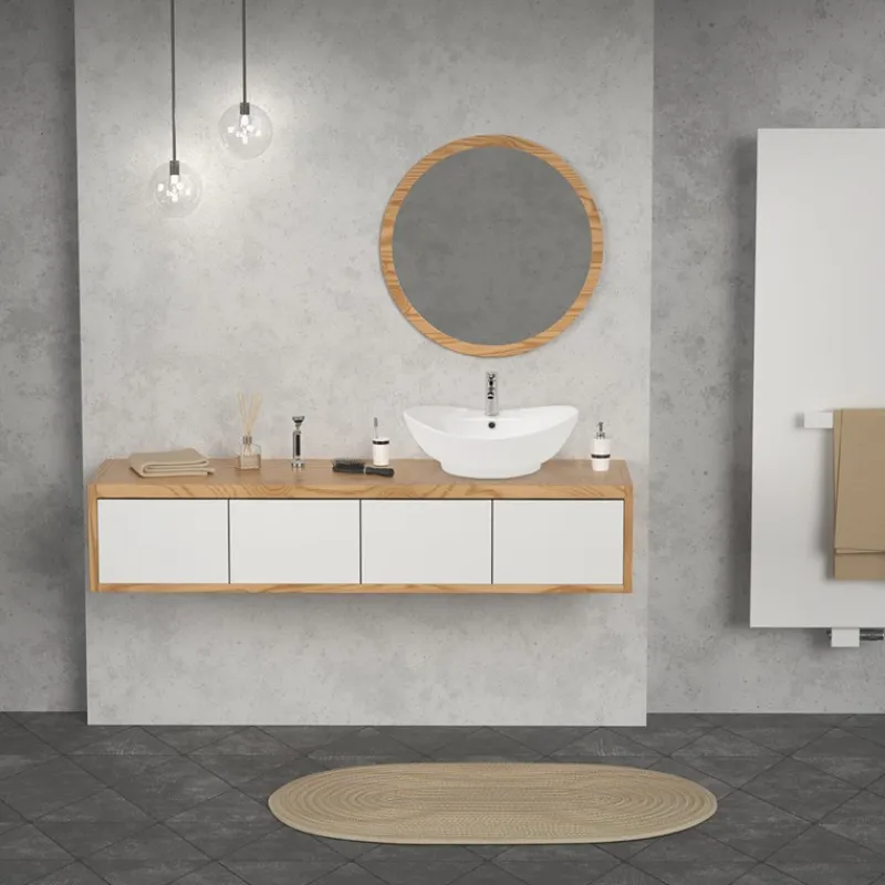 Waschbecken Oval mit Überlauf 59x39,5x20,5 cm Weiß aus Keramik ML-Design-ECD Germany Hot