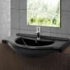 Waschbecken Oval mit Überlauf 87x50,5x2,5 cm Schwarz matt aus Keramik ML-Design-ECD Germany