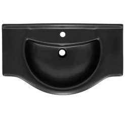 Waschbecken Oval mit Überlauf 87x50,5x2,5 cm Schwarz matt aus Keramik ML-Design-ECD Germany