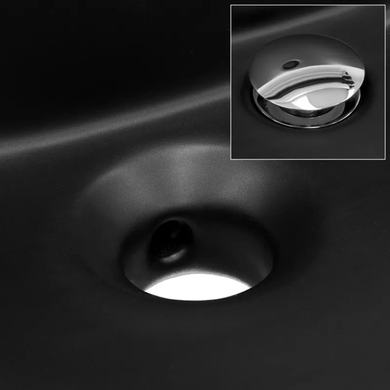 Waschbecken Oval mit Überlauf 87x50,5x2,5 cm Schwarz matt aus Keramik ML-Design-ECD Germany