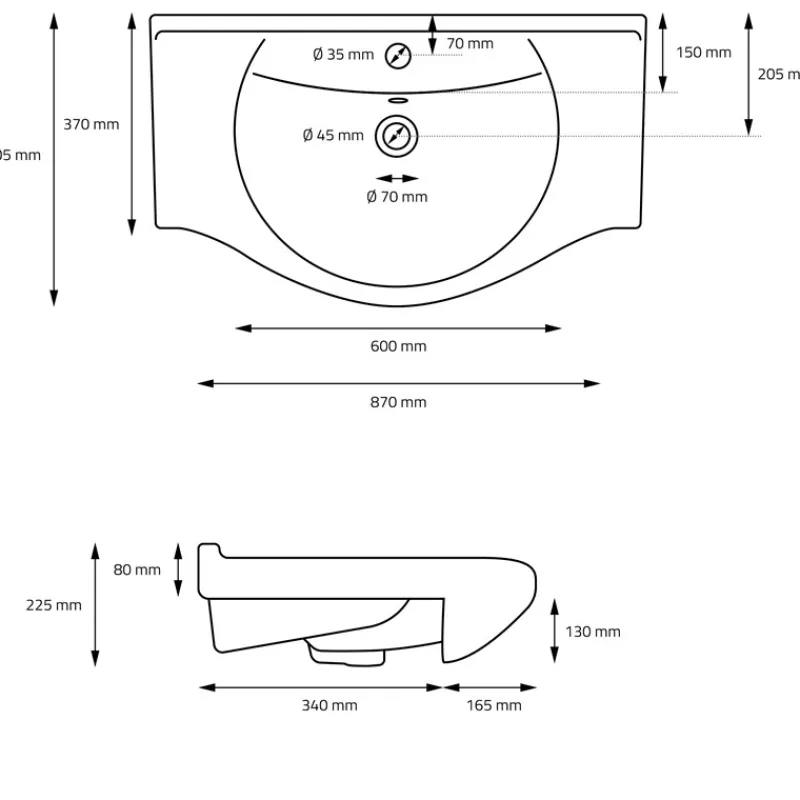 Waschbecken Oval mit Überlauf 87x50,5x2,5 cm Schwarz matt aus Keramik ML-Design-ECD Germany
