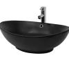 Waschbecken Oval mit Überlauf 59x38x19 cm Schwarz aus Keramik ML-Design-ECD Germany Clearance