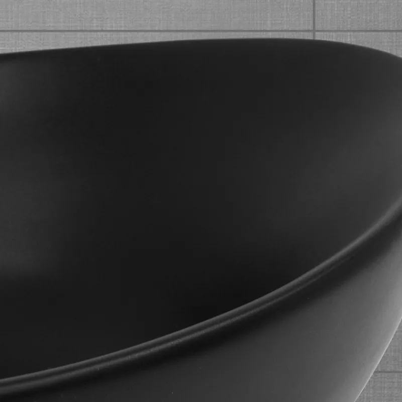 Waschbecken Oval mit Überlauf 59x38x19 cm Schwarz aus Keramik ML-Design-ECD Germany Clearance