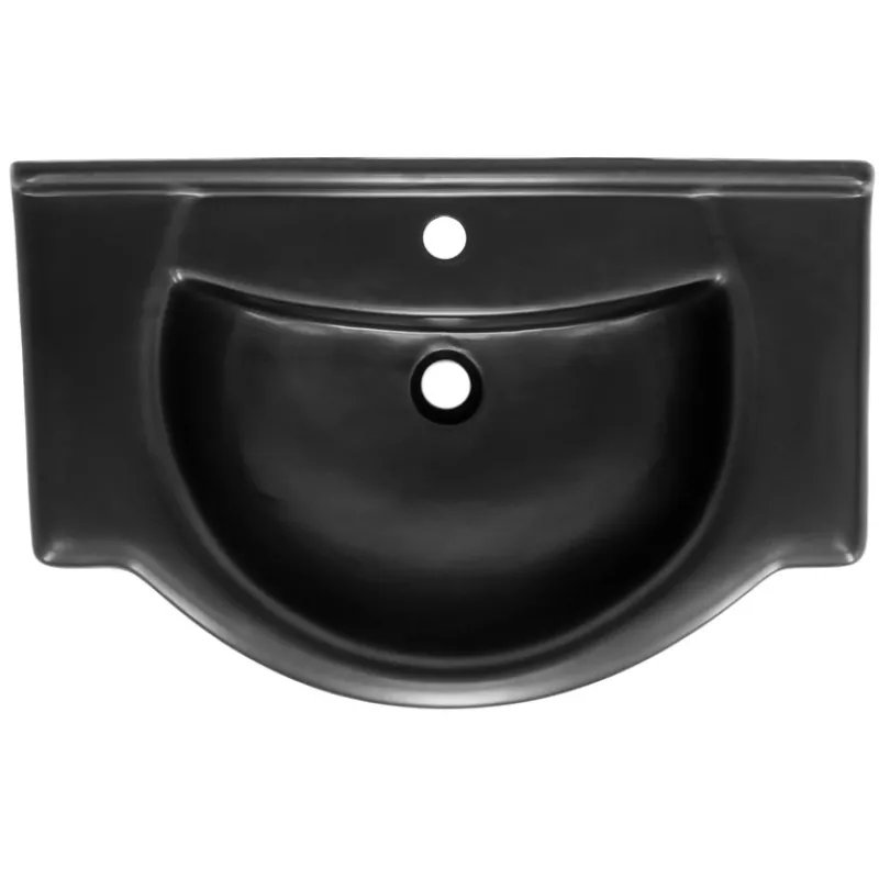 Waschbecken Oval mit Überlauf 77x50,5x22,5 cm Schwarz matt aus Keramik ML-Design-ECD Germany