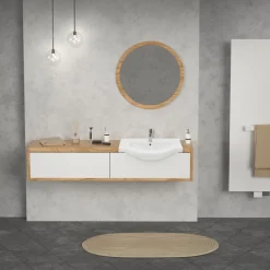 Waschbecken Oval mit Überlauf 77x51,5x21,5 cm Weiß aus Keramik ML-Design-ECD Germany Clearance