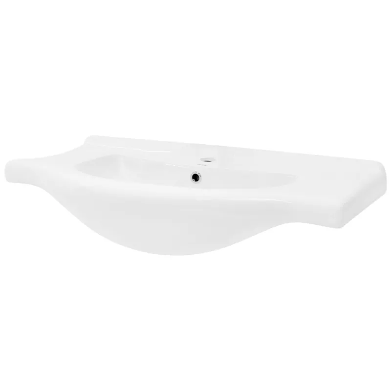 Waschbecken Oval mit Überlauf 86x51,5x21,5 cm Weiß aus Keramik LuxeBath-ECD Germany Clearance