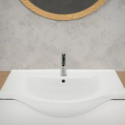 Waschbecken Oval mit Überlauf 86x51,5x21,5 cm Weiß aus Keramik LuxeBath-ECD Germany Clearance