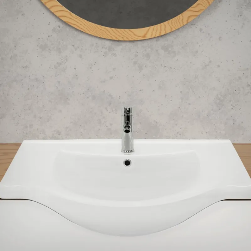 Waschbecken Oval mit Überlauf 86x51,5x21,5 cm Weiß aus Keramik LuxeBath-ECD Germany Clearance