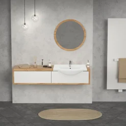 Waschbecken Oval mit Überlauf 86x51,5x21,5 cm Weiß aus Keramik LuxeBath-ECD Germany Clearance