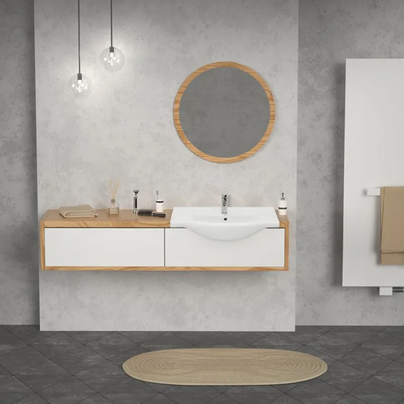 Waschbecken Oval mit Überlauf 86x51,5x21,5 cm Weiß aus Keramik LuxeBath-ECD Germany Clearance