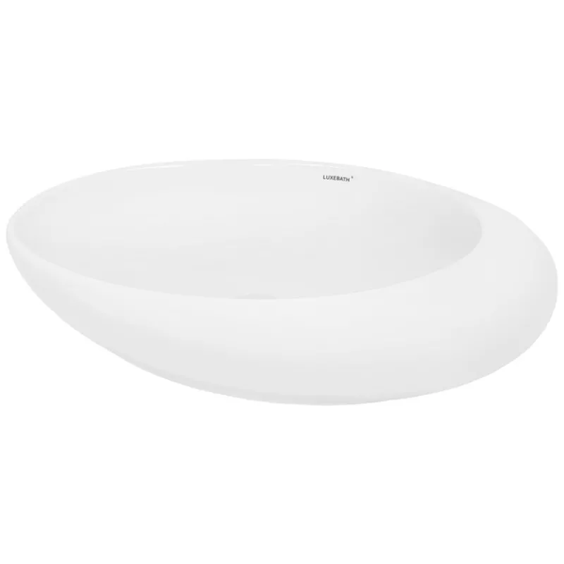 Waschbecken Oval ohne Überlauf 58,5x37,5x14,5 cm Weiß aus Keramik-ECD Germany