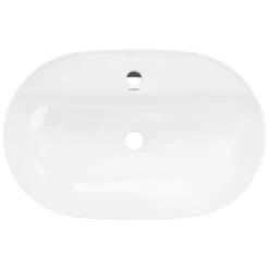 Waschbecken Oval ohne Überlauf 60x40x12 cm Weiß aus Keramik ML-Design-ECD Germany Best