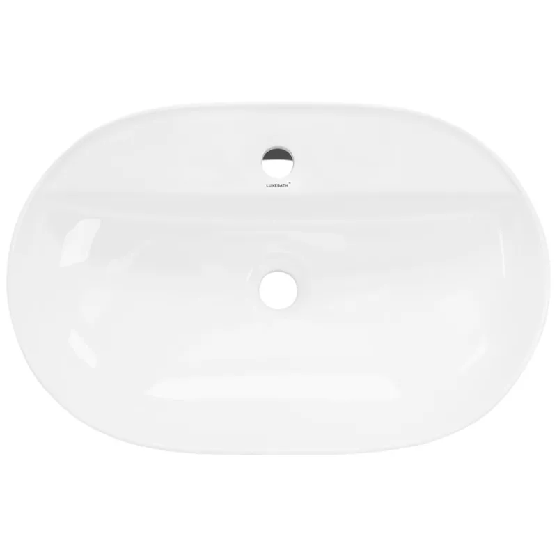 Waschbecken Oval ohne Überlauf 60x40x12 cm Weiß aus Keramik ML-Design-ECD Germany Best