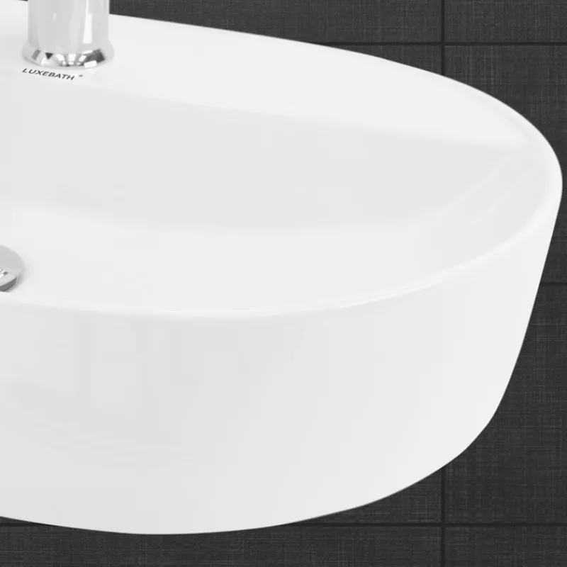 Waschbecken Oval ohne Überlauf 60x40x12 cm Weiß aus Keramik ML-Design-ECD Germany Best