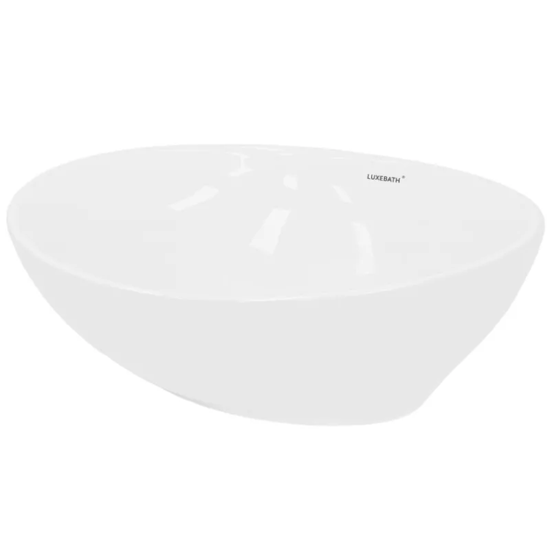 Waschbecken Oval ohne Überlauf 41x33x14,2 cm Weiß aus Keramik-ECD Germany Online