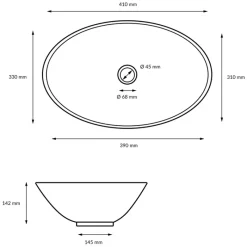 Waschbecken Oval ohne Überlauf 41x33x14,2 cm Weiß aus Keramik-ECD Germany Online