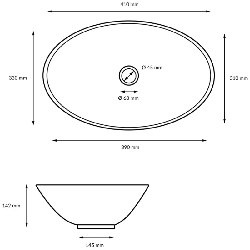 Waschbecken Oval ohne Überlauf 41x33x14,2 cm Weiß aus Keramik-ECD Germany Online