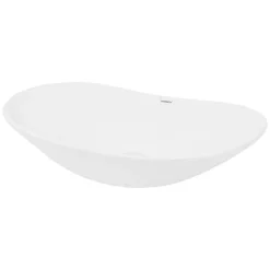 Waschbecken Oval ohne Überlauf 64x36,5x13 cm Weiß aus Keramik-ECD Germany New