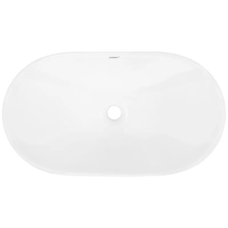 Waschbecken Oval ohne Überlauf 64x36,5x13 cm Weiß aus Keramik-ECD Germany New