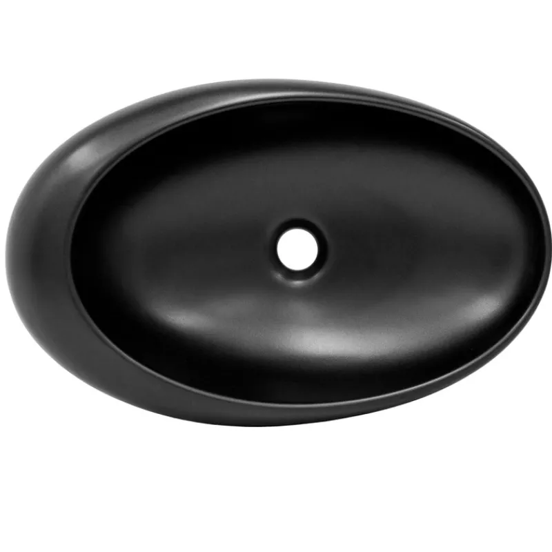 Waschbecken Oval ohne Überlauf 58,5x37,5x14,5 cm Schwarz aus Keramik ML-Design-ECD Germany Sale