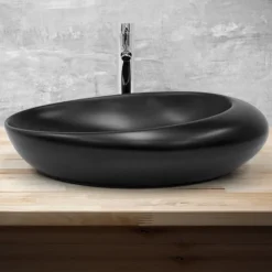 Waschbecken Oval ohne Überlauf 58,5x37,5x14,5 cm Schwarz aus Keramik ML-Design-ECD Germany Sale