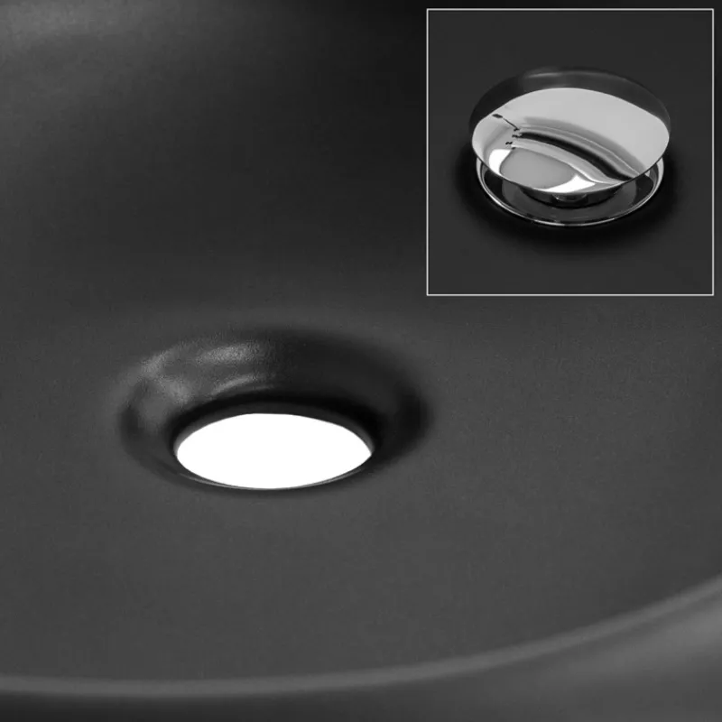 Waschbecken Oval ohne Überlauf 58,5x37,5x14,5 cm Schwarz aus Keramik ML-Design-ECD Germany Sale