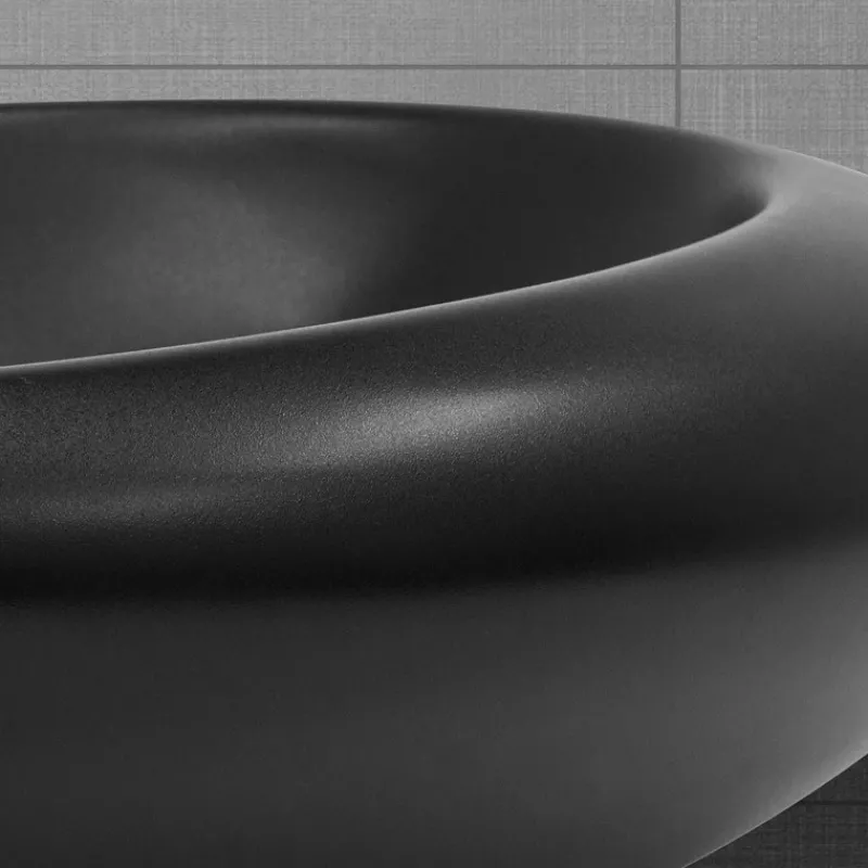 Waschbecken Oval ohne Überlauf 58,5x37,5x14,5 cm Schwarz aus Keramik ML-Design-ECD Germany Sale