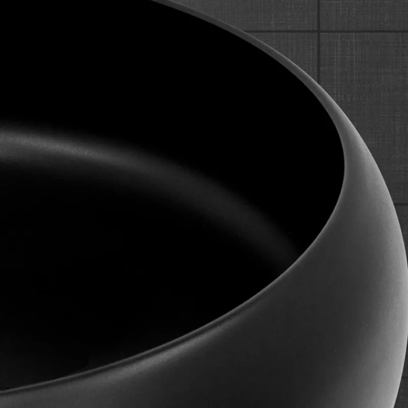 Waschbecken Oval ohne Überlauf 65x45x11 cm Schwarz aus Keramik ML-Design-ECD Germany Online