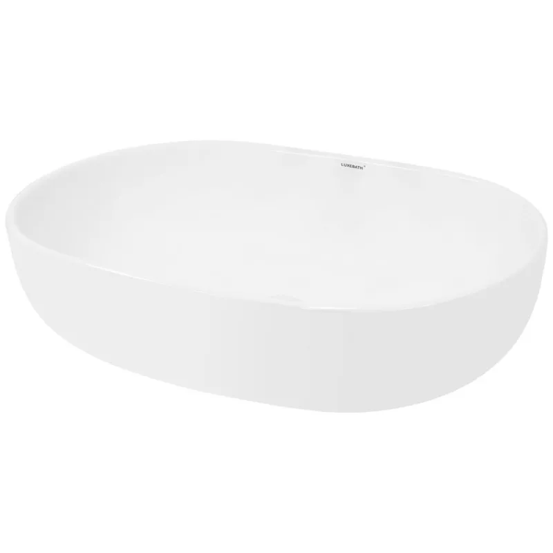 Waschbecken Oval ohne Überlauf 60x42x14,5 cm Weiß aus Keramik-ECD Germany New