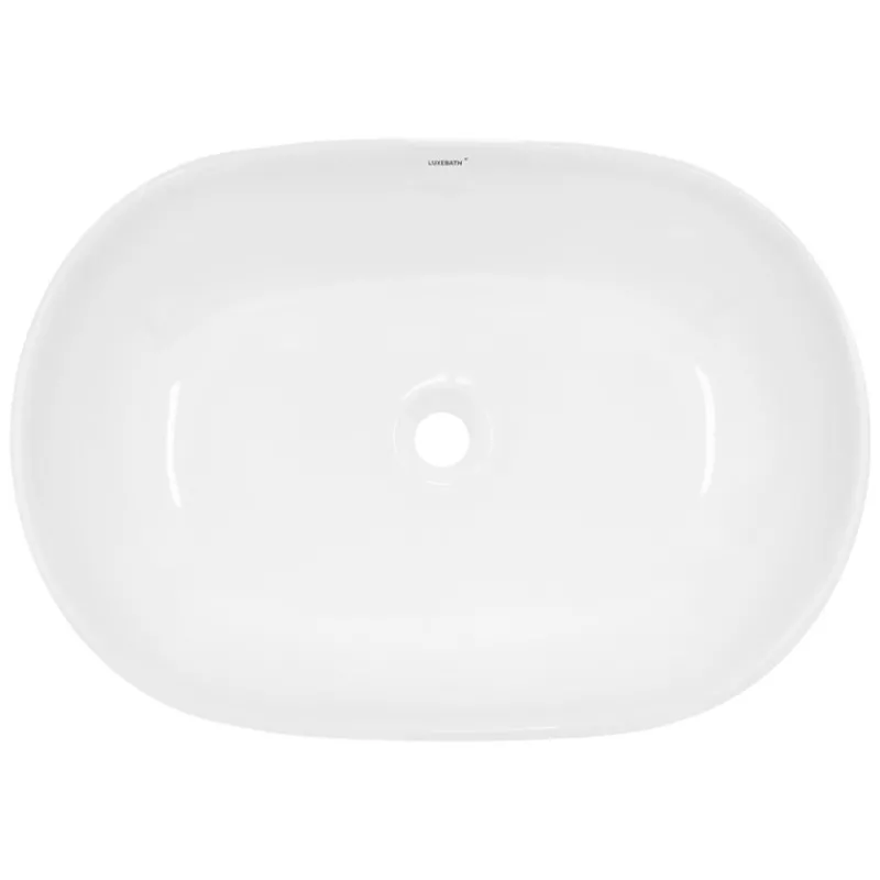 Waschbecken Oval ohne Überlauf 60x42x14,5 cm Weiß aus Keramik-ECD Germany New