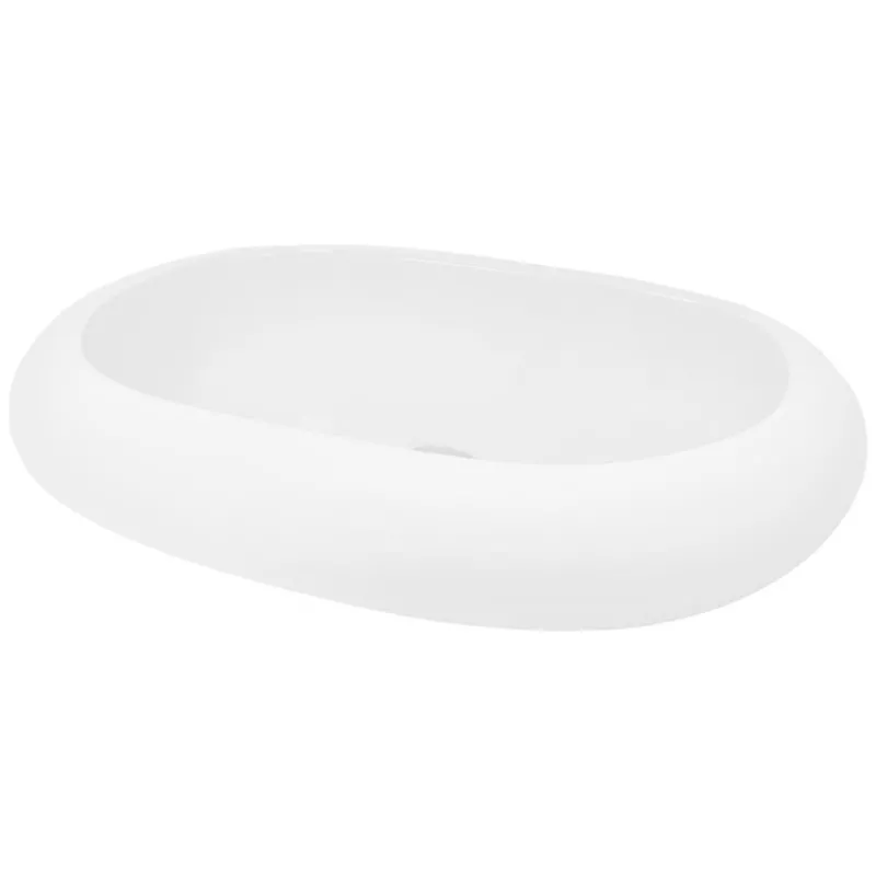 Waschbecken Oval ohne Überlauf 63x42x12 cm Weiß aus Keramik-ECD Germany Online