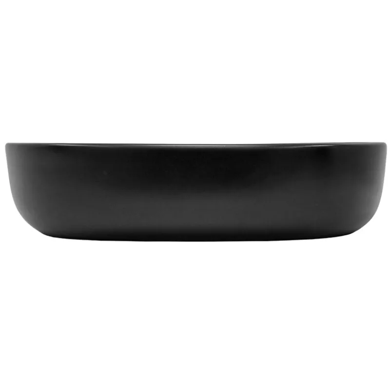 Waschbecken Oval ohne Überlauf 60x42,5x14,5 cm Schwarz aus Keramik ML-Design-ECD Germany