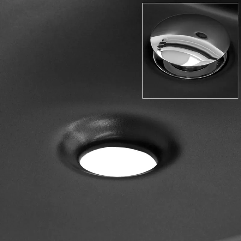 Waschbecken Oval ohne Überlauf 60x42,5x14,5 cm Schwarz aus Keramik ML-Design-ECD Germany