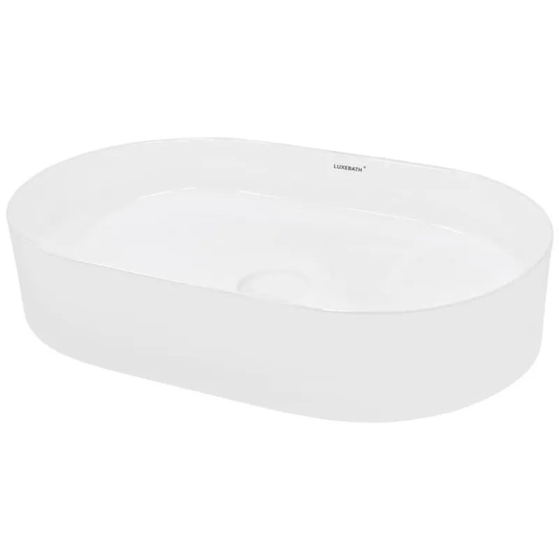 Waschbecken Oval ohne Überlauf 60,5x38x12,5 cm Weiß aus Keramik-ECD Germany Outlet