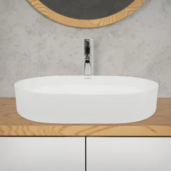 Waschbecken Oval ohne Überlauf 60,5x38x12,5 cm Weiß aus Keramik-ECD Germany Outlet