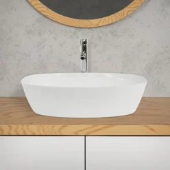 Waschbecken Oval ohne Überlauf 50,5x38,5x13,5 cm Weiß aus Keramik LuxeBath-ECD Germany Online
