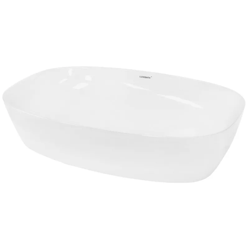 Waschbecken Oval ohne Überlauf 60,5x38x14 cm Weiß aus Keramik-ECD Germany