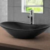 Waschbecken Oval ohne Überlauf 63x36x15,5 cm Schwarz aus Keramik ML-Design-ECD Germany Discount