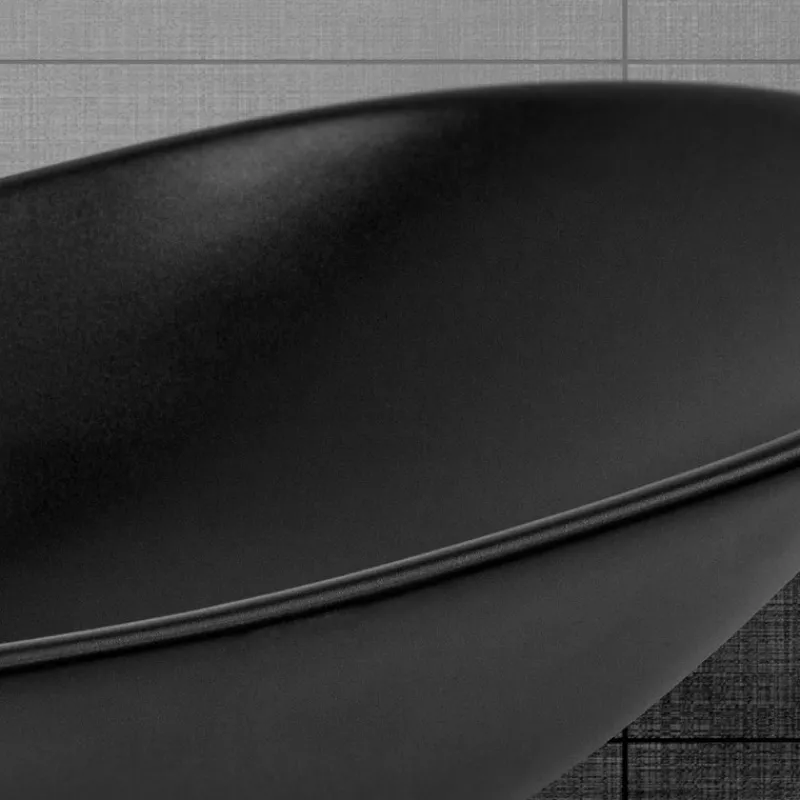 Waschbecken Oval ohne Überlauf 63x36x15,5 cm Schwarz aus Keramik ML-Design-ECD Germany Discount