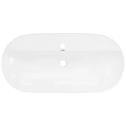 Waschbecken Oval ohne Überlauf 80x40x12 cm Weiß aus Keramik ML-Design-ECD Germany Clearance