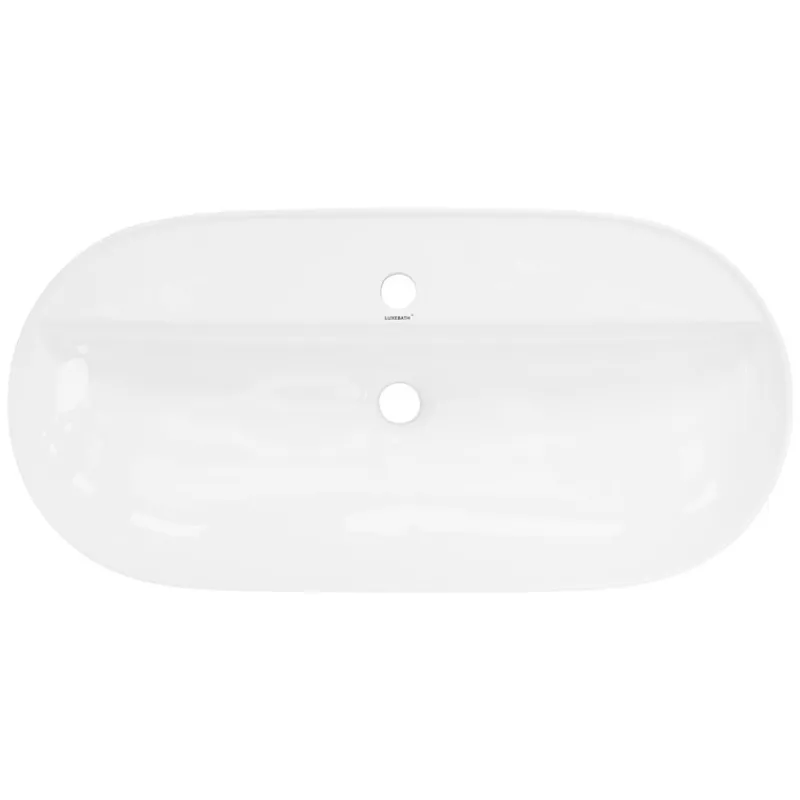 Waschbecken Oval ohne Überlauf 80x40x12 cm Weiß aus Keramik ML-Design-ECD Germany Clearance