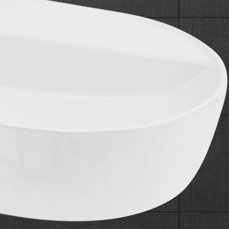 Waschbecken Oval ohne Überlauf 80x40x12 cm Weiß aus Keramik ML-Design-ECD Germany Clearance