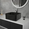 Waschbecken Quadratisch ohne Überlauf 39x39x15 cm Schwarz aus Keramik ML-Design-ECD Germany Best